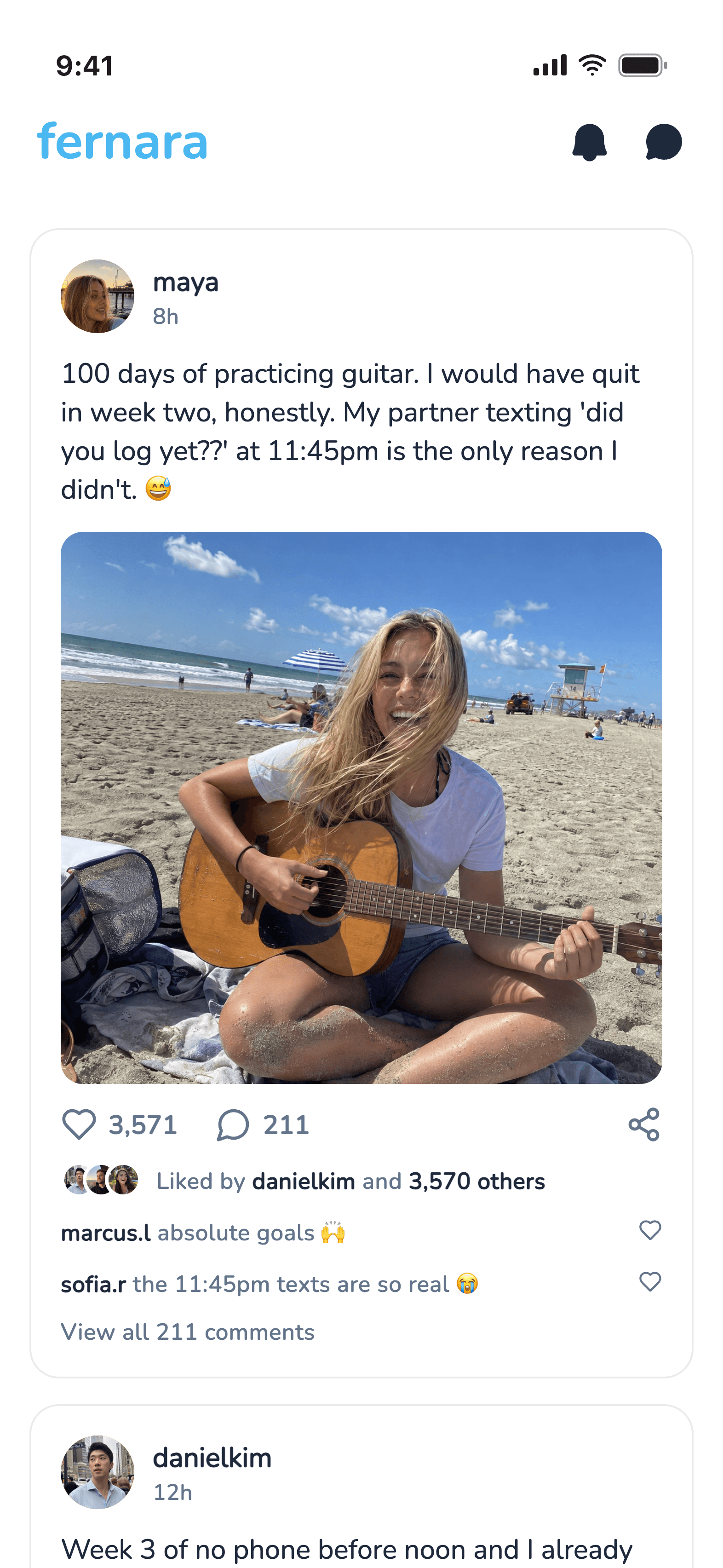 A member sharing a 100 day habit streak