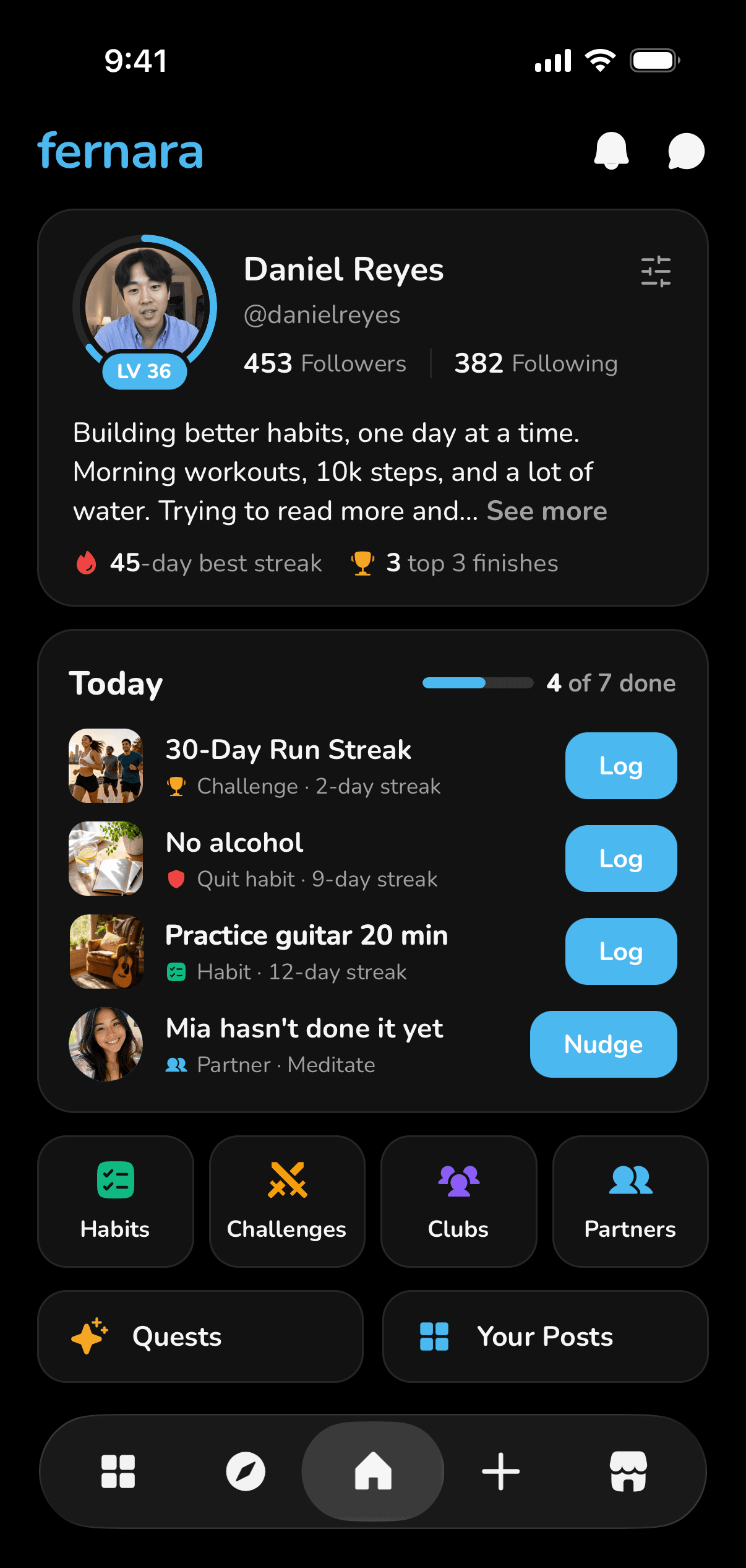 Fernara app home